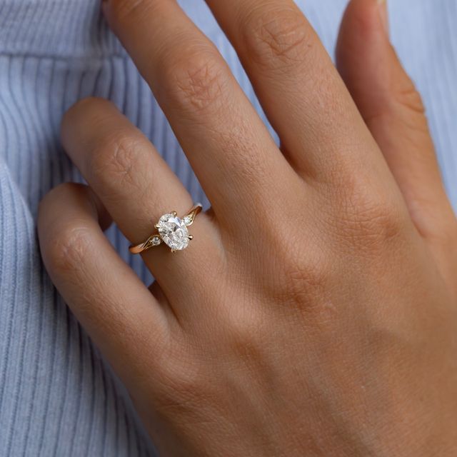 1.20 Carat Oval Diamond Trilogy Ring In Yellow Gold - Alani
