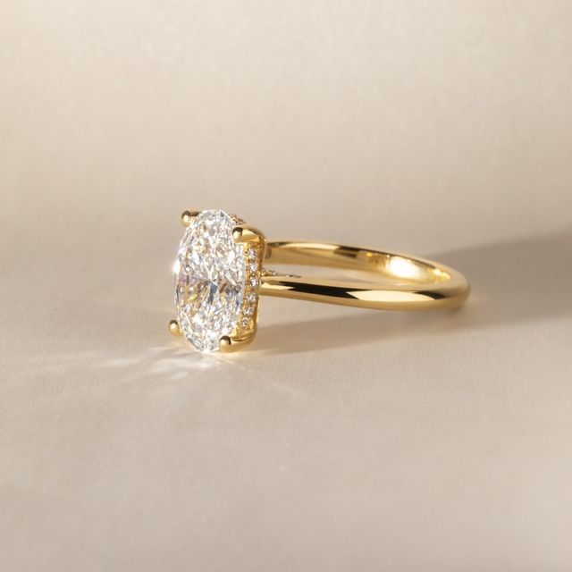 2.50 Carat Lab Grown Oval Hidden Halo Ring In Yellow Gold - Juliette