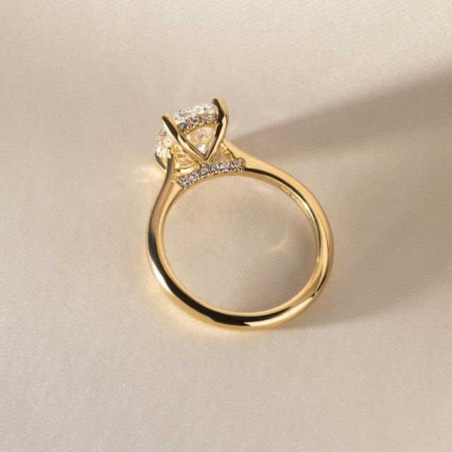 2.50 Carat Lab Grown Oval Hidden Halo Ring In Yellow Gold - Juliette