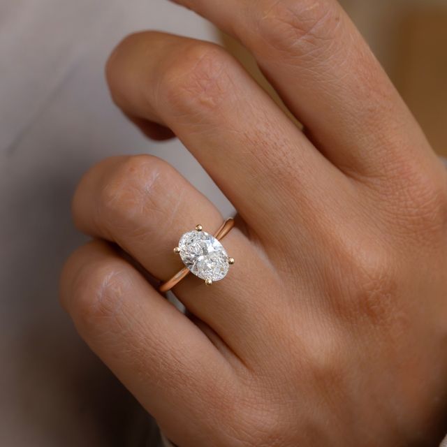 2.50 Carat Lab Grown Oval Hidden Halo Ring In Yellow Gold - Juliette