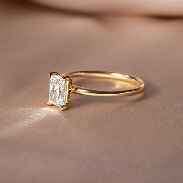 1.50 Carat Radiant Diamond Solitaire Yellow Gold Engagement Ring - Chelsea