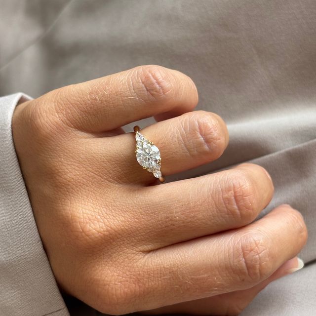 1.50 Carat Lab Grown Round Cluster Engagement Ring In Yellow Gold - Nanami