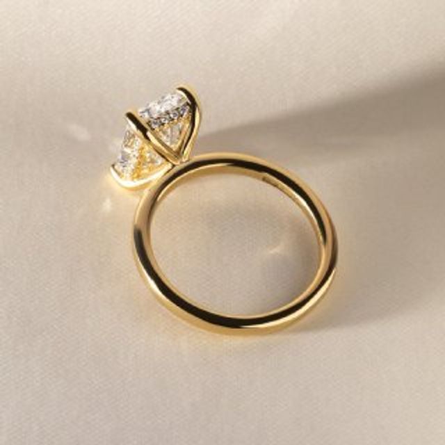 3 Carat Lab Grown Radiant Hidden Halo Ring In Yellow Gold - Kate