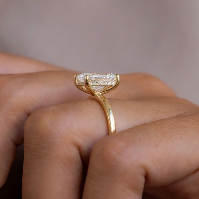 3 Carat Lab Grown Radiant Hidden Halo Ring In Yellow Gold - Kate