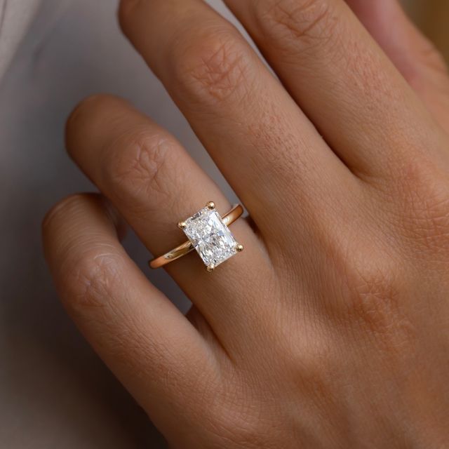 3 Carat Lab Grown Radiant Hidden Halo Ring In Yellow Gold - Kate