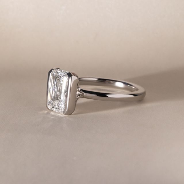 2.57 Carat Lab Grown Prince Cut Half Bezel Engagement Ring In Platinum - Avian
