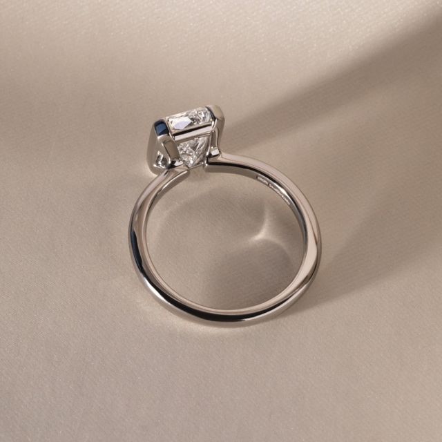 2.57 Carat Lab Grown Prince Cut Half Bezel Engagement Ring In Platinum - Avian