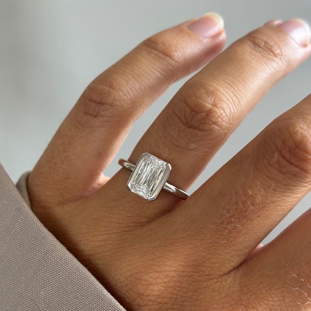 2.57 Carat Lab Grown Prince Cut Half Bezel Engagement Ring In Platinum - Avian