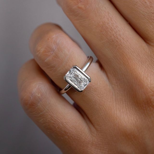 2.57 Carat Lab Grown Prince Cut Half Bezel Engagement Ring In Platinum - Avian