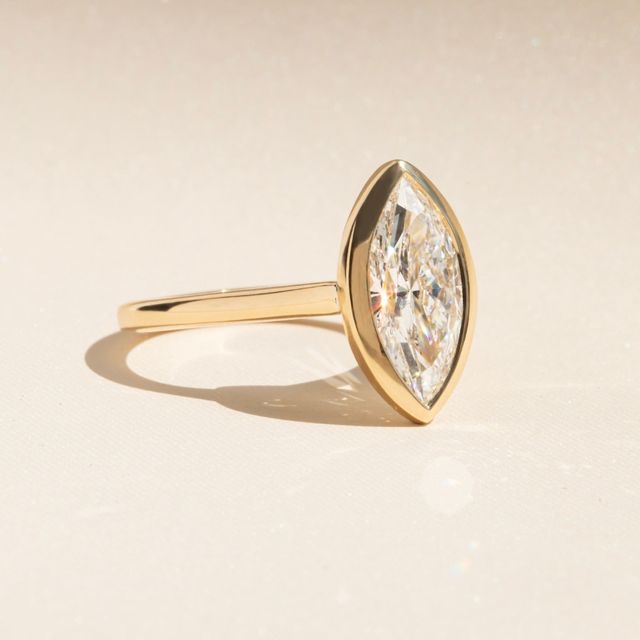 2.30 Carat Lab Grown Marquise Bezel-Set Engagement Ring In Yellow Gold - Georgia