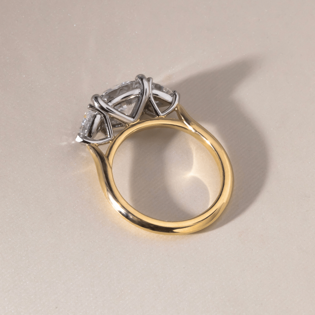 2.00 Carat Elongated Cushion East-West Trilogy Ring In Two-Tone - Manilla