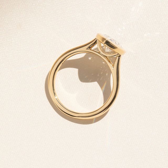 2.30 Carat Lab Grown Marquise Bezel-Set Engagement Ring In Yellow Gold - Georgia