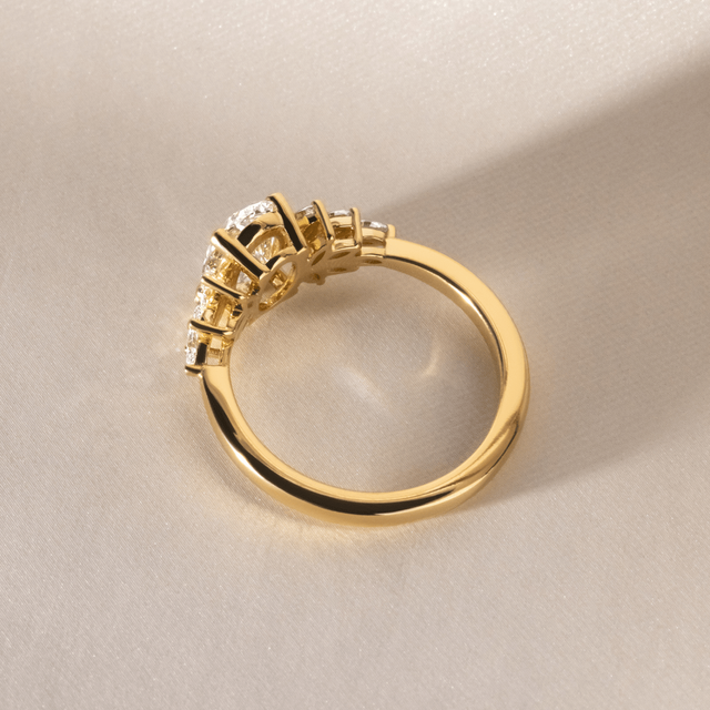 1.20 Carat Lab Grown Oval Cluster Engagement Ring In Yellow Gold - Anastasia