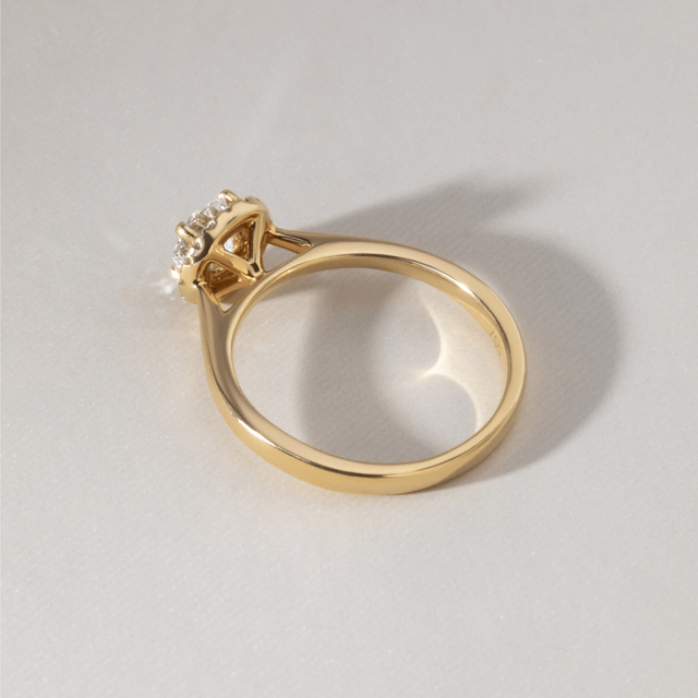 0.50 Carat Lab Grown Round Halo Engagement Ring In Yellow Gold - Ava