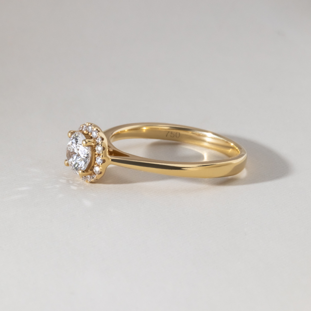 0.50 Carat Lab Grown Round Halo Engagement Ring In Yellow Gold - Ava