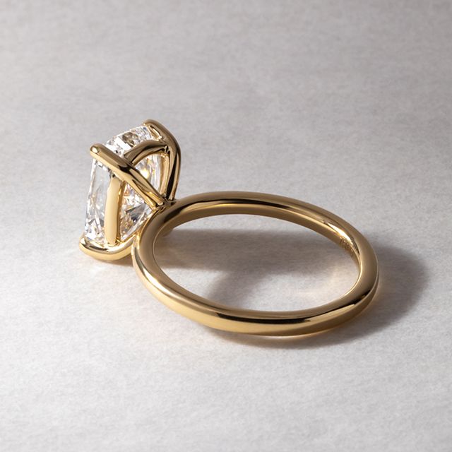 3.00 Carat Elongated Cushion Solitaire Yellow Gold Engagement Ring - Chelsea