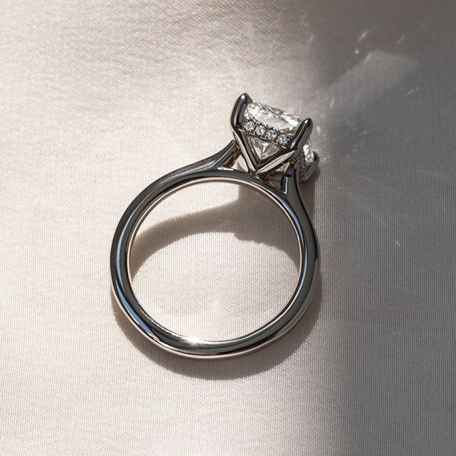 3.00 Carat Radiant Diamond Hidden Halo White Gold  Engagement Ring - Geraldine