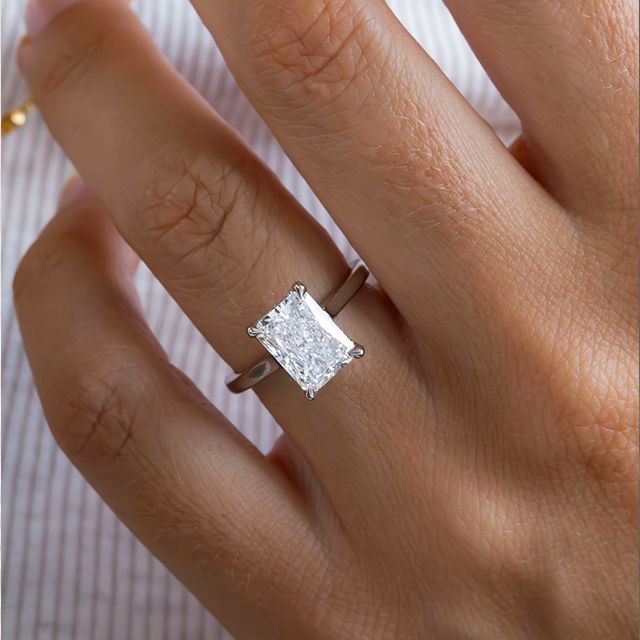 3.00 Carat Radiant Diamond Hidden Halo White Gold  Engagement Ring - Geraldine