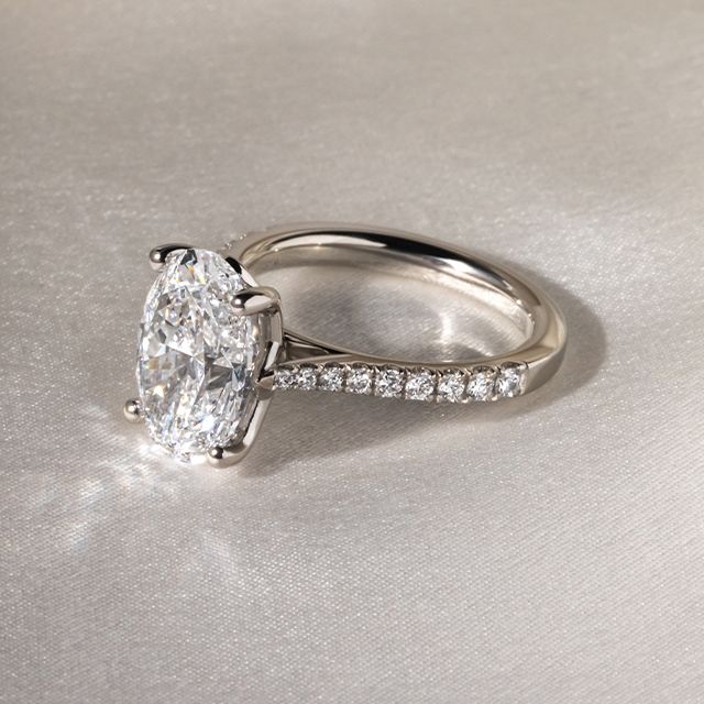 3.00 Carat Oval Diamond Band White Gold Engagement Ring - Aerin
