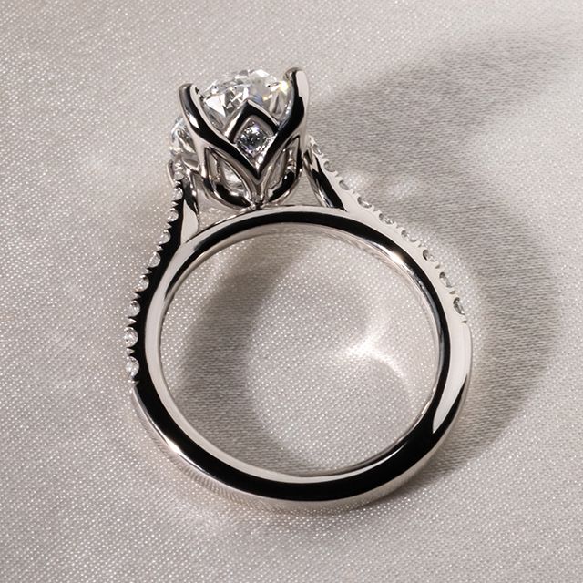 3.00 Carat Oval Diamond Band White Gold Engagement Ring - Aerin