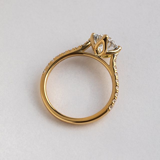 1.00 Carat Round Diamond Band Yellow Gold Engagement Ring - Neela