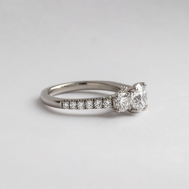 1.00 Carat Round Diamond Trilogy White Gold Engagement Ring - Aurora