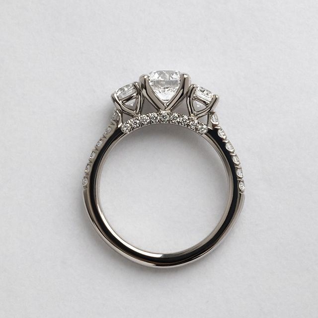 1.00 Carat Round Diamond Trilogy White Gold Engagement Ring - Aurora