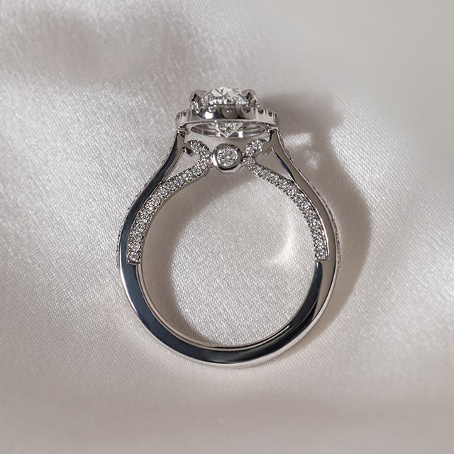 2.00 Carat Oval Diamond Band Halo White Gold Engagement Ring - Augusta