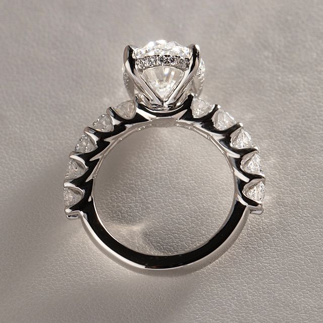 5.00 Carat Oval Hidden Halo Diamond Band Platinum Engagement Ring - Regent