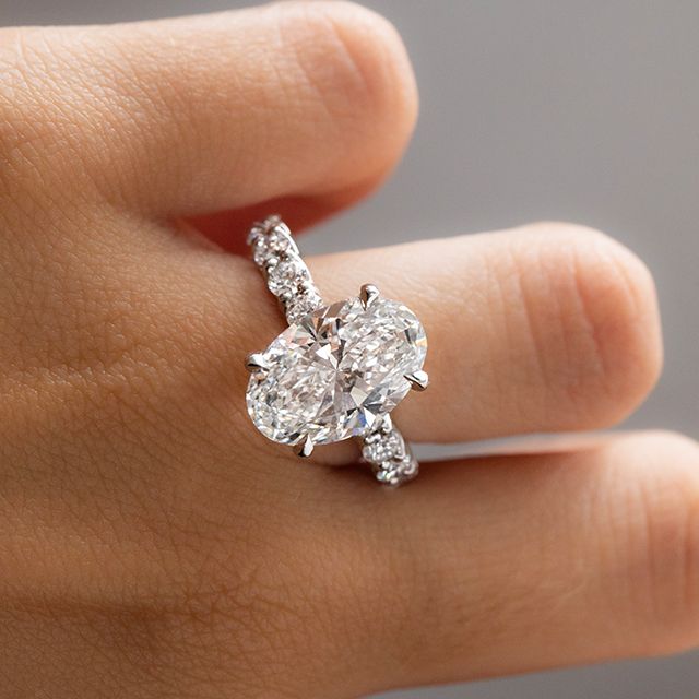 5.00 Carat Oval Hidden Halo Diamond Band Platinum Engagement Ring - Regent
