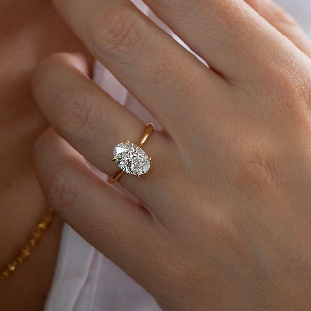 2.50 Carat Oval Diamond Solitaire Yellow Gold Engagement Ring - Odette
