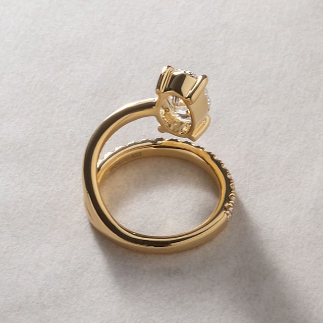 1.50 Carat Oval Spiral Diamond Band Yellow Gold Engagement Ring - Bespoke