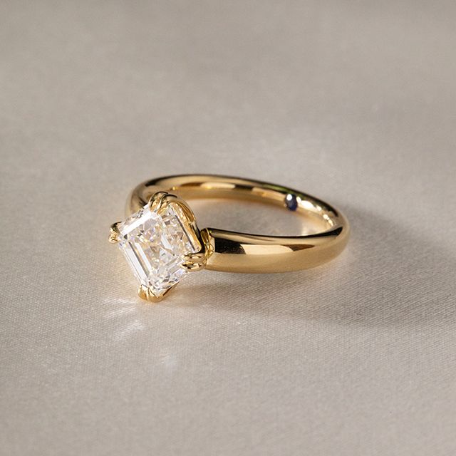 1.50 Carat Asscher Solitaire Yellow Gold Engagement Ring - Bespoke