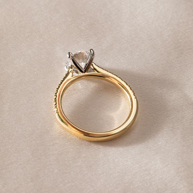 1.20 Carat Round Diamond Band Two Tone Engagement Ring - Odette