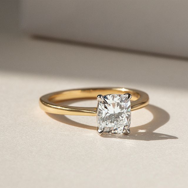 1.20 Carat Elongated Cushion Solitaire Two Tone Engagement Ring - Serena