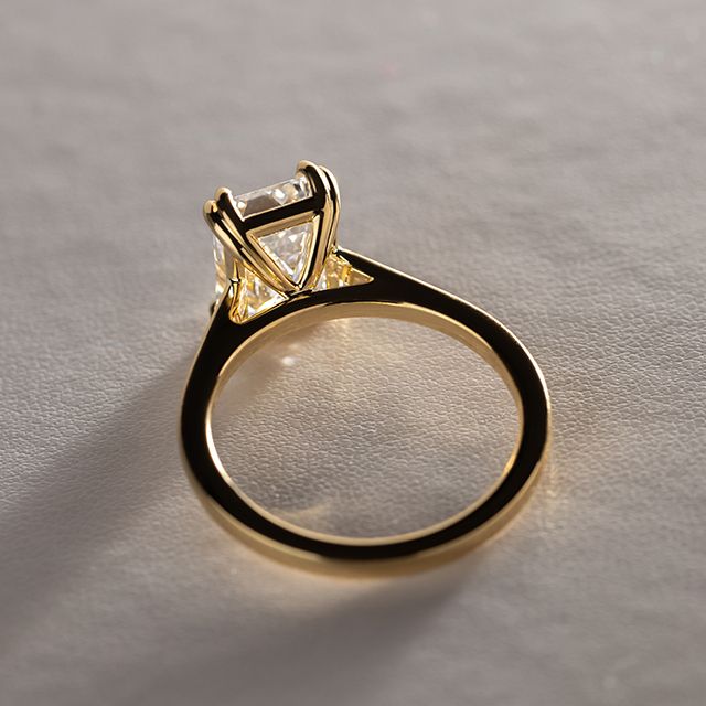 3.50 Carat Emerald Lab Diamond Solitaire Yellow Gold Engagement Ring - Bespoke