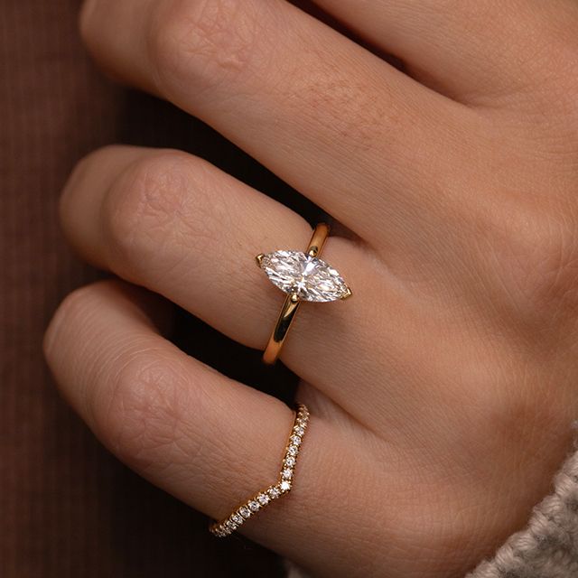 1.30 Carat Marquise Solitaire Yellow Gold Engagement Ring - Chelsea