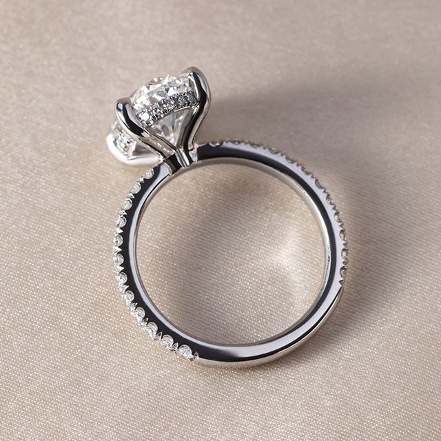 3.00 Carat Oval Hidden Halo Diamond Band White Gold Engagement Ring - Sadie