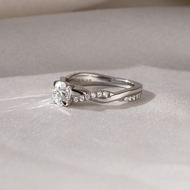 0.70 Carat Round Twisted Diamond Band White Gold Engagement Ring - Sahana