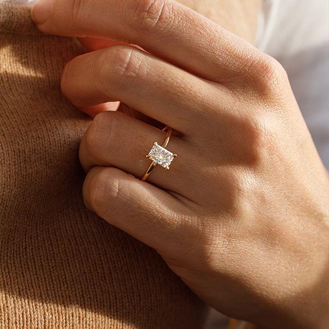 1.50 Carat Radiant Diamond Solitaire Yellow Gold Engagement Ring - Chelsea