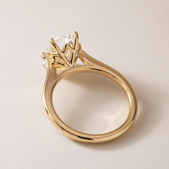 3.00 Carat Oval Diamond Solitaire Yellow Gold Engagement Ring - Rose