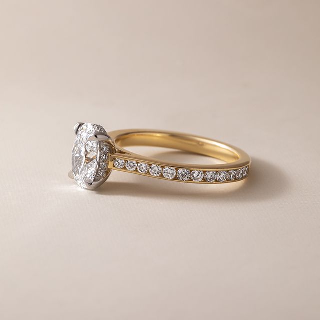 1.50 Carat Oval Hidden Halo Channel-Set Two-Tone Engagement Ring - Kate