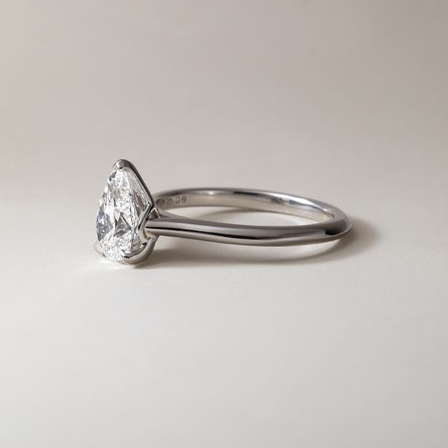 1.00 Carat Pear Diamond Solitaire White Gold Engagement Ring - Aerin