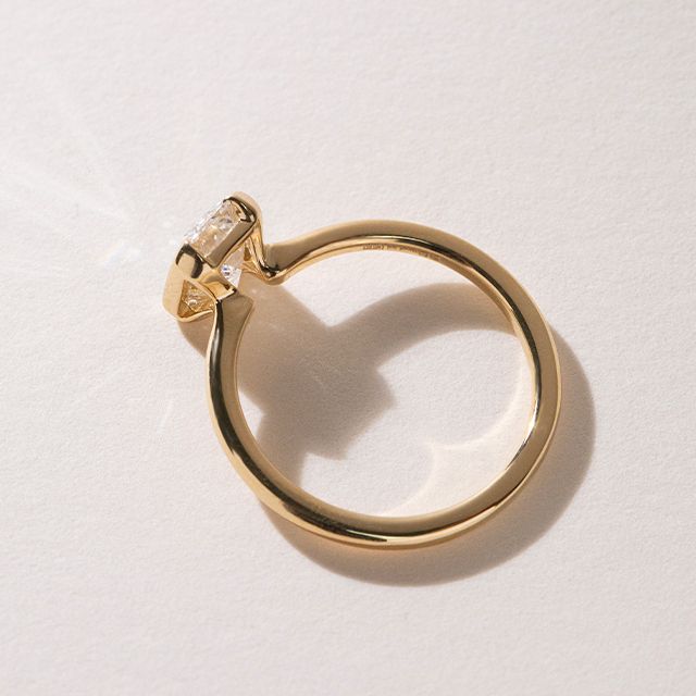 1.50 Carat Emerald Diamond Solitaire Yellow Gold Engagement Ring - Avian