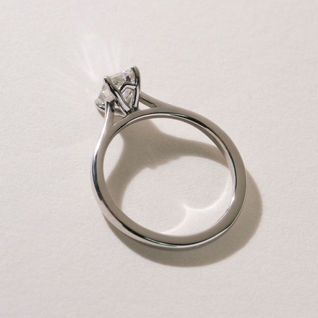 1.00 Carat Emerald Cut Diamond Solitaire Engagement Ring - Tulip