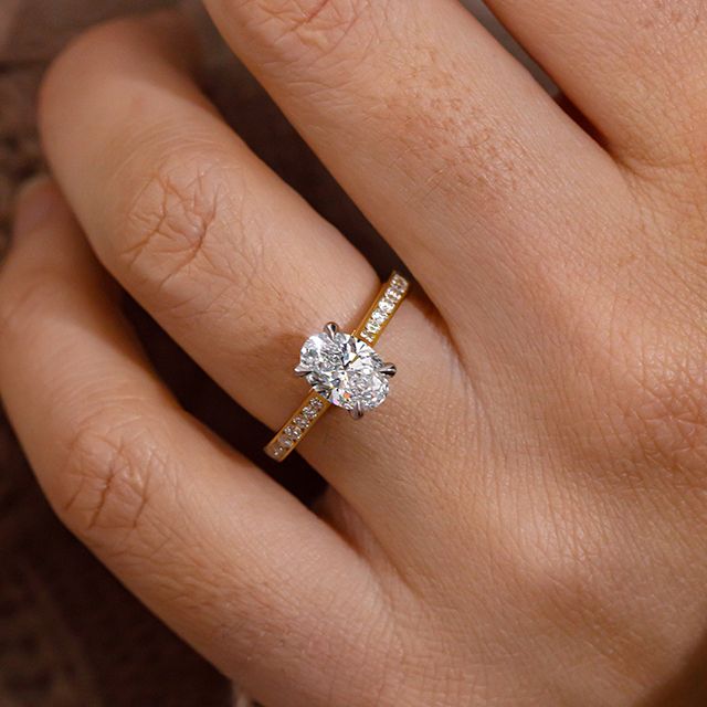 1.50 Carat Oval Hidden Halo Channel-Set Two-Tone Engagement Ring - Kate