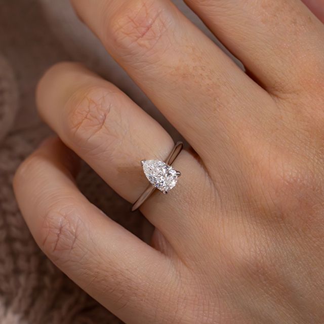 1.00 Carat Pear Diamond Solitaire White Gold Engagement Ring - Aerin
