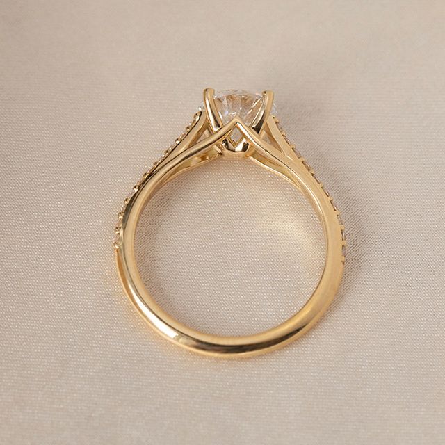 1.20 Carat Round Diamond Band Yellow Gold Engagement Ring - Olina