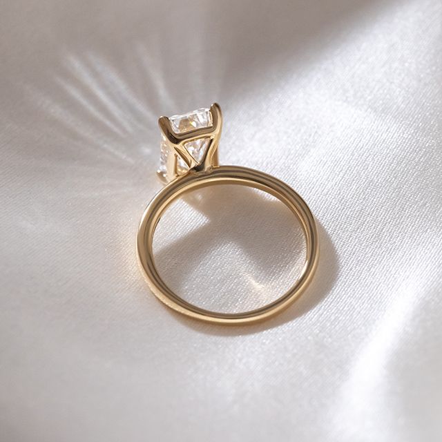 2.10 Carat Emerald Diamond Solitaire Yellow Gold Engagement Ring - Chelsea