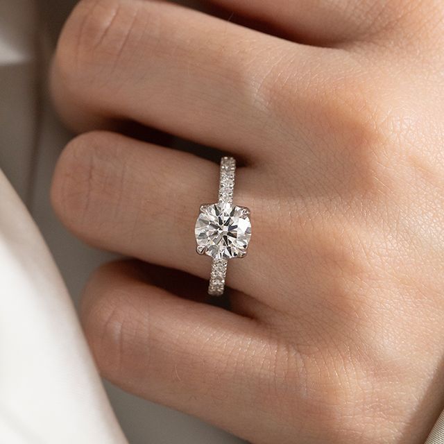 1.50 Carat Round Diamond Band White Gold Engagement Ring - Kayla
